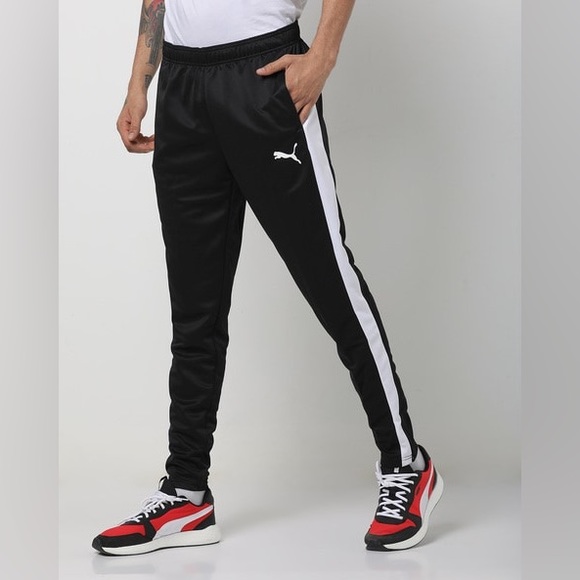 Used Men’s Size Small (29” X30”) Puma Drawstring Contrast Pants In Black/White - Picture 4 of 14